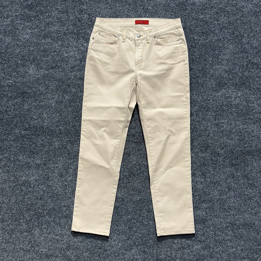 Carolina Herrera Jeans Womens 8 Beige Light Wash Mid Rise Straight Stretch Denim